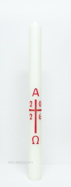 画像1: 典礼用品　復活ローソク　年号（十字架に西暦とΑΩの文字）H700mm（直径60mm）香粒付き (1)