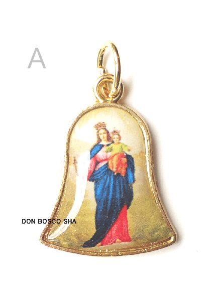 画像1: メダイ　ベル型　扶助者聖母　カラー 金色 (1)