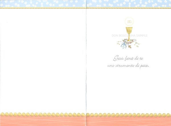 画像3: ★20％OFF★イタリア製二つ折りカード　洗礼・初聖体　カリスとホスチア タウ十字架 (3)