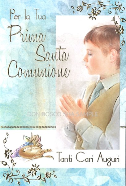 画像1: イタリア製二つ折りカード　CO.3838-2　初聖体　男の子 (1)