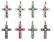 画像1: ミニ十字架　フィレンツェモザイクペンダントトップ　金メッキ (1)