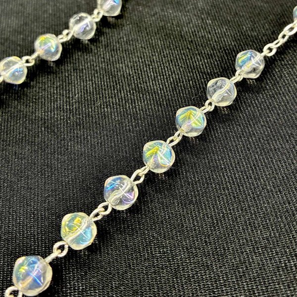 画像2: ロザリオ  ダイアカット型 ガラス珠 6ｘ7mm 彩光   クリア　 (2)