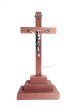 画像1: 卓上十字架 金属製キリスト像付  H14cm　茶色　D1010213【お取り寄せ品・キャンセル、返品不可商品】 (1)