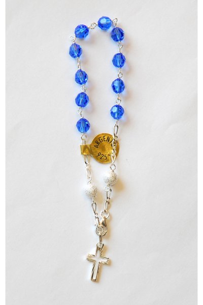 画像2: ロザリオブレスレット　シルバー925&スワロフスキー　サファイアブルー【返品不可商品】※店頭在庫残り一点 (2)