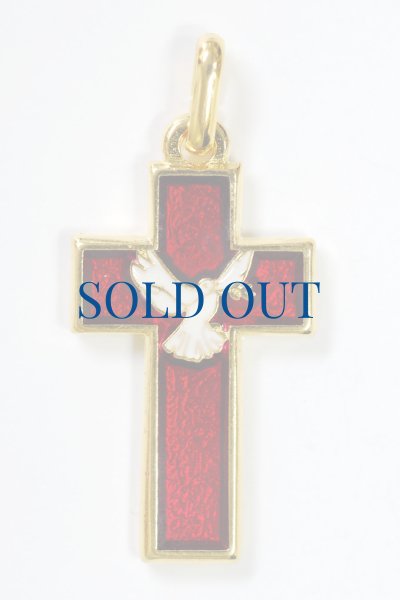 画像2: ミニ十字架　両面　赤　ハト (2)