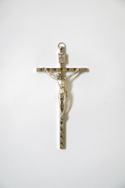 画像1: 金属製　壁掛十字架　H11cm (1)