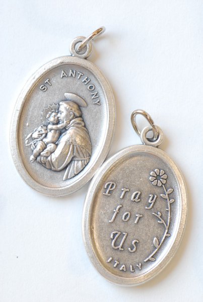 画像2: メダイ パドアの聖アントニオ 銀色 22mm (2)