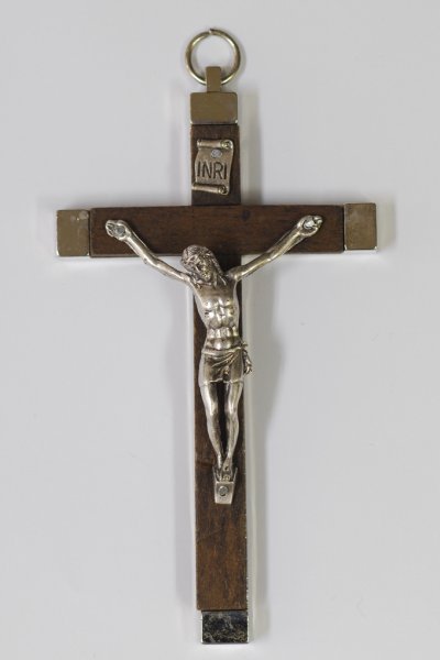 画像2: ミニ十字架　木+金属　11cm　NB (2)