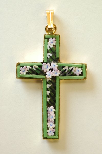 画像6: ミニ十字架　フィレンツェモザイクペンダントトップ　金メッキ （※色はアソート入荷のため指定できません）※在庫5点のみ (6)