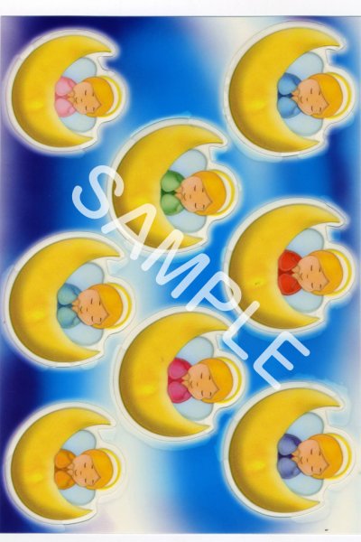 画像1: イタリア製シール　蛍光　お祈り天使と三日月　ADF01 (1)