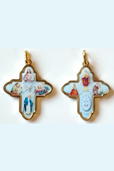 画像4: ミニ十字架　両面　信徒の十字架　カラー　金縁 (4)