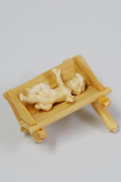 画像2: 木彫り 幼子(馬舟付き)白木 3.5cm (2)