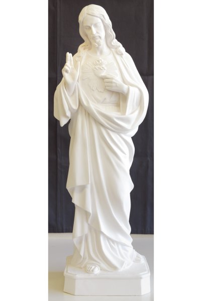 画像1: 大型聖像　み心のイエス像　60cm 白　※在庫1点のみ【返品不可商品】 (1)
