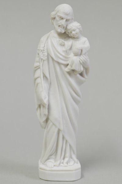 画像1: プラストマーブル製　聖ヨセフと幼子像　16cm 白 (1)
