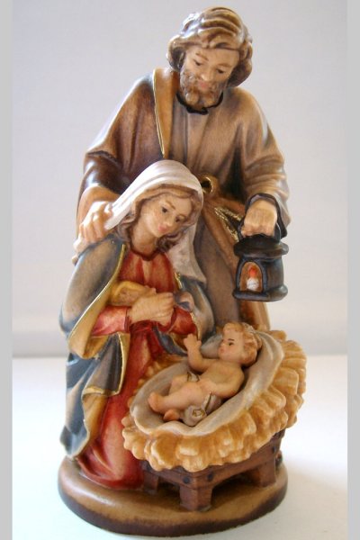 画像1: 木彫り　聖家族（幼子取り外し可）カラー 9.5cm (1)