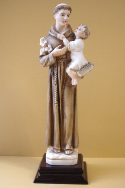 画像1: プラストマーブル製　パドアの聖アントニオと幼子イエス像　カラー 23.5cm　 (1)