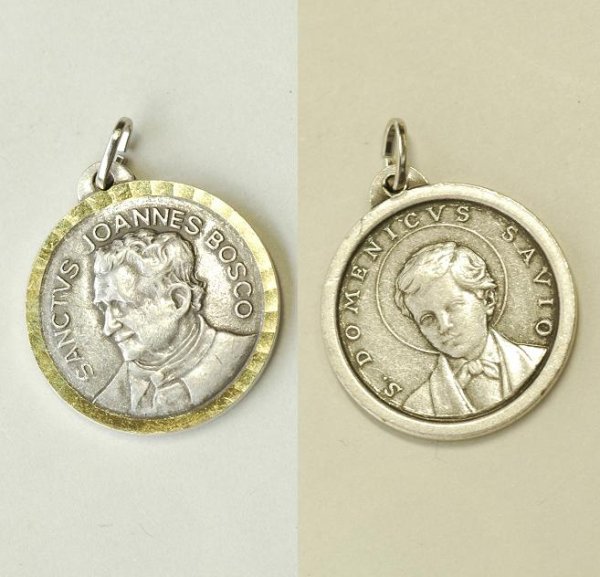 画像2: 両面メダイ　丸型　ドン・ボスコ&ドメニコサヴィオ (2)