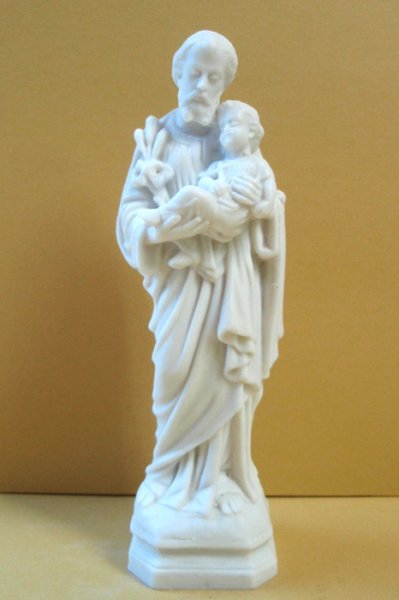 画像7: プラストマーブル製　聖ヨセフと幼子イエス像　約15cm 白 (7)