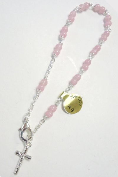 画像2: ロザリオブレスレット ピンク+銀 ボディ付き ※在庫僅少 (2)