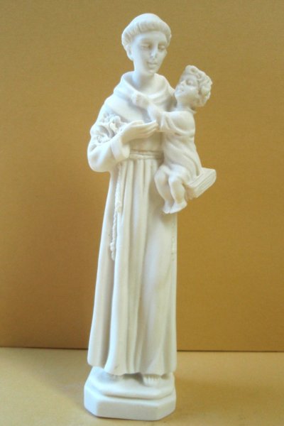 画像1: プラストマーブル製　パドアの聖アントニオと幼子イエス像　白 23cm (1)