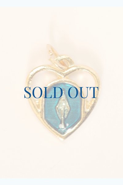 画像3: メダイ　透かしハート型　無原罪のマリア　金色+ブルー　 (3)
