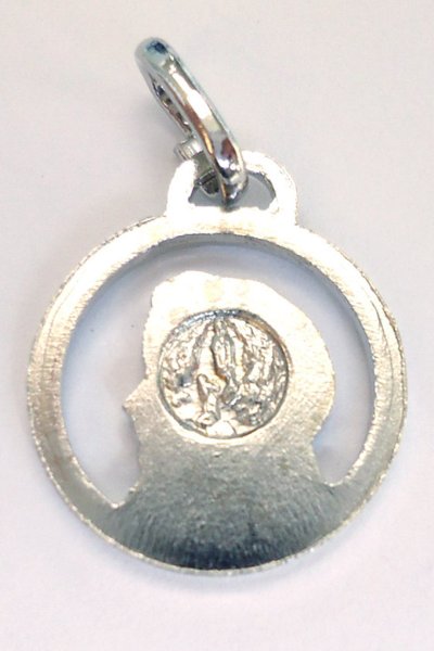 画像2: メダイ　横向きマリア　透かし丸型　銀 14mm　NB (2)