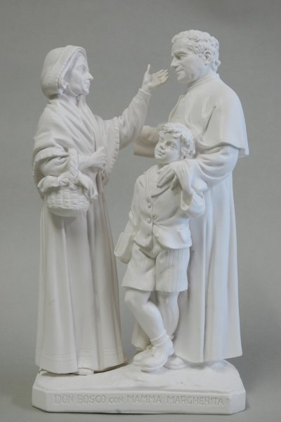 画像2: プラストマーブル製　ドン・ボスコ＆マンマ・マルゲリタ＆ドメニコ・サヴィオ像　約28cm 白 (2)