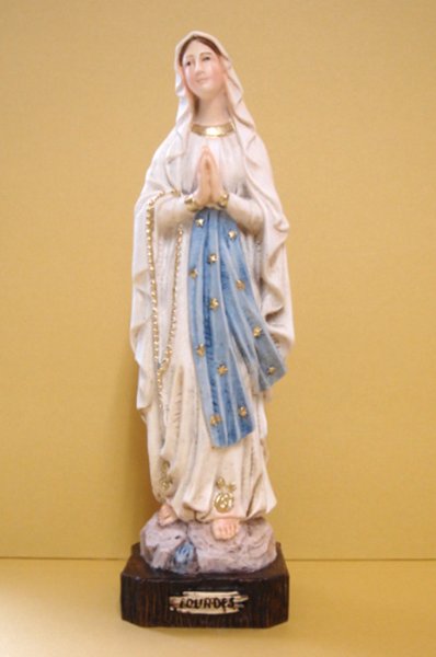 画像1: プラストマーブル製　ルルドの聖母像(星付)　カラー 18cm (1)