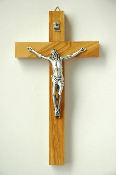 画像1: 壁掛け十字架　オリーブ製  H20cm (1)