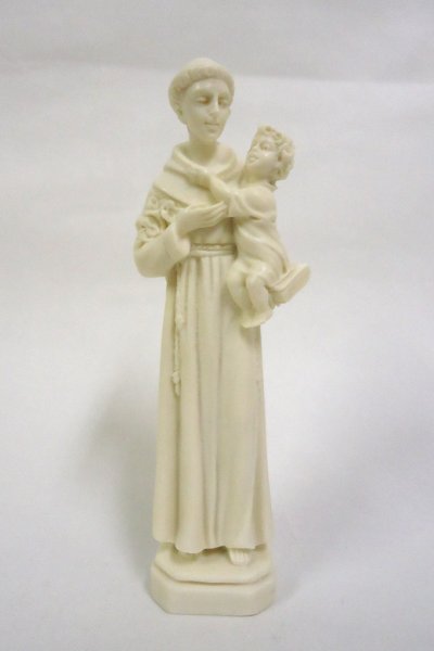 画像1: プラストマーブル製　パドアの聖アントニオと幼子イエス像　15cm 白 (1)