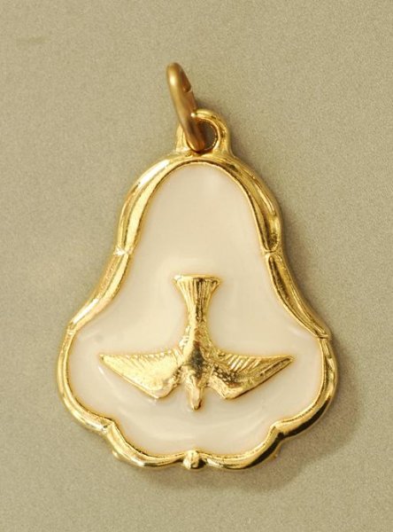 画像1: メダイ　ハト(聖霊)　白+金　※在庫僅少 (1)