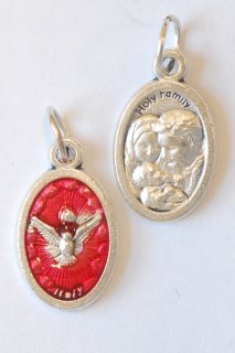 両面メダイ 聖家族＆聖霊(ハト) 銀色 - ドン・ボスコ社