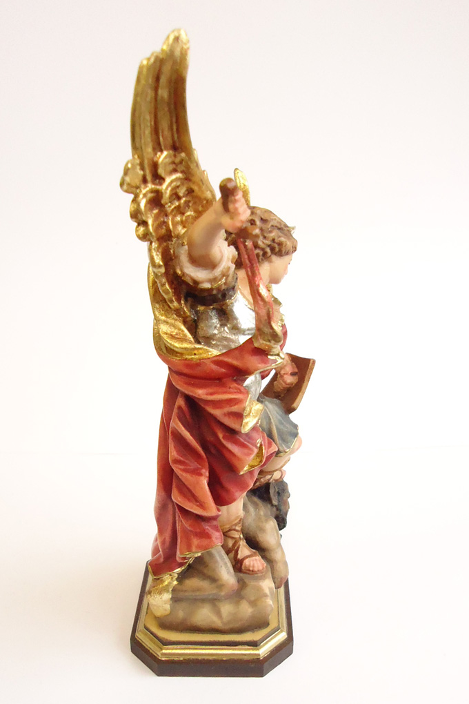 木彫り　聖ミカエル像　カラー 18cm                                        [70100066]