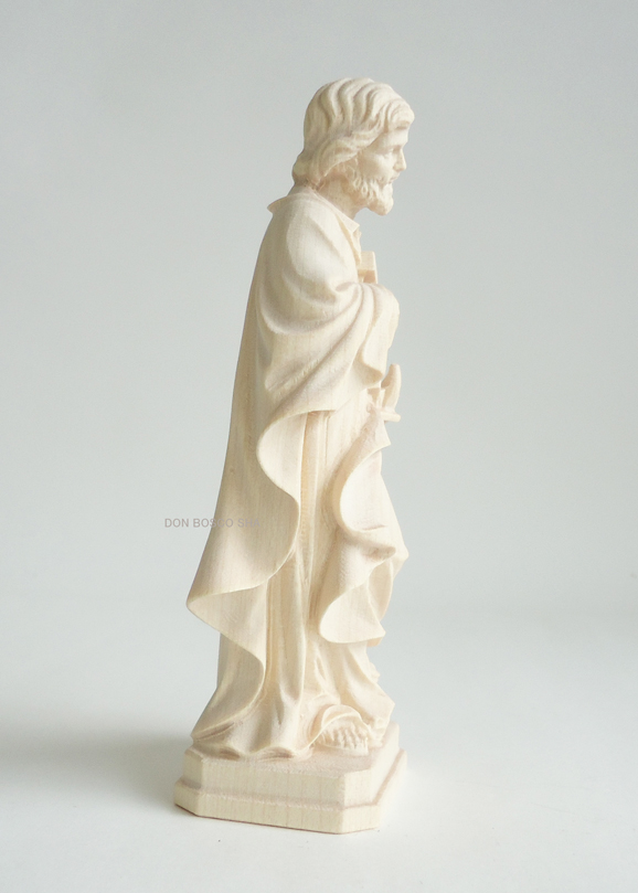 木彫り 大工のヨセフ像 白木 約12cm - ドン・ボスコ社