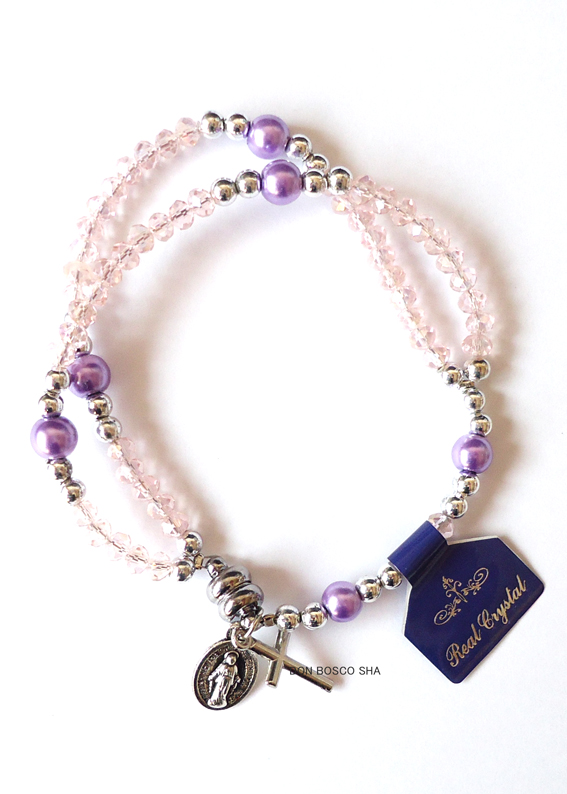 ブレスレット 2重タイプ マグネット留め具 ガラス珠ピンク ドン ボスコ社 ブレスレット 2重タイプ マグネット留め具 ガラス珠ピンク ドン ボスコ社