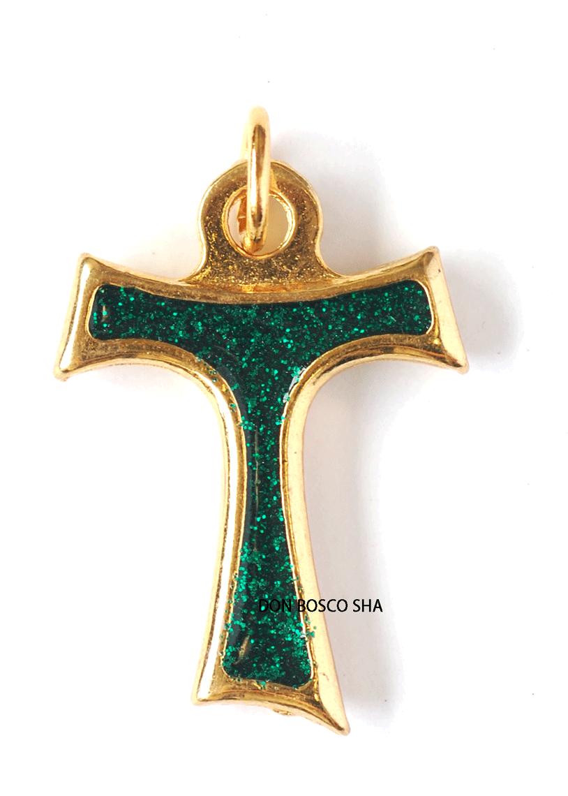 ミニ十字架 タウの十字架 ラメエメラルドグリーン - ドン・ボスコ社