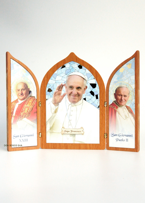 卓上置物 3面板絵 3教皇 ヨハネ23世 フランシスコ ヨハネ パウロ2世 ドン ボスコ社