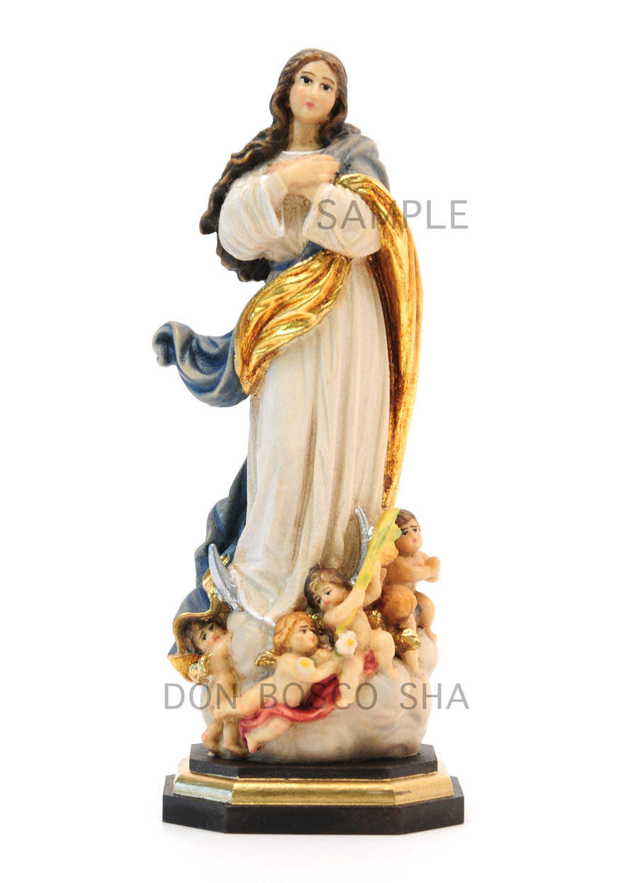 木彫り 被昇天の聖母像 無原罪の御宿り カラー約12cm Nb ドン ボスコ社
