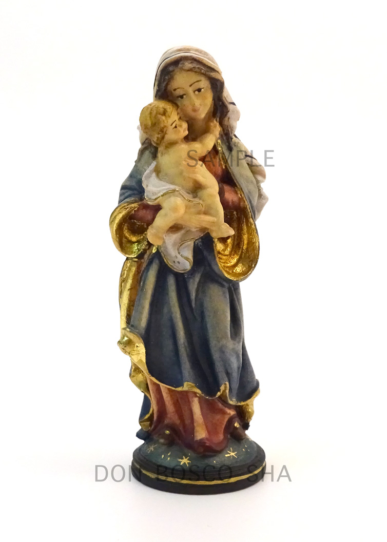 木彫り　聖母子像　カラー 10cm NB