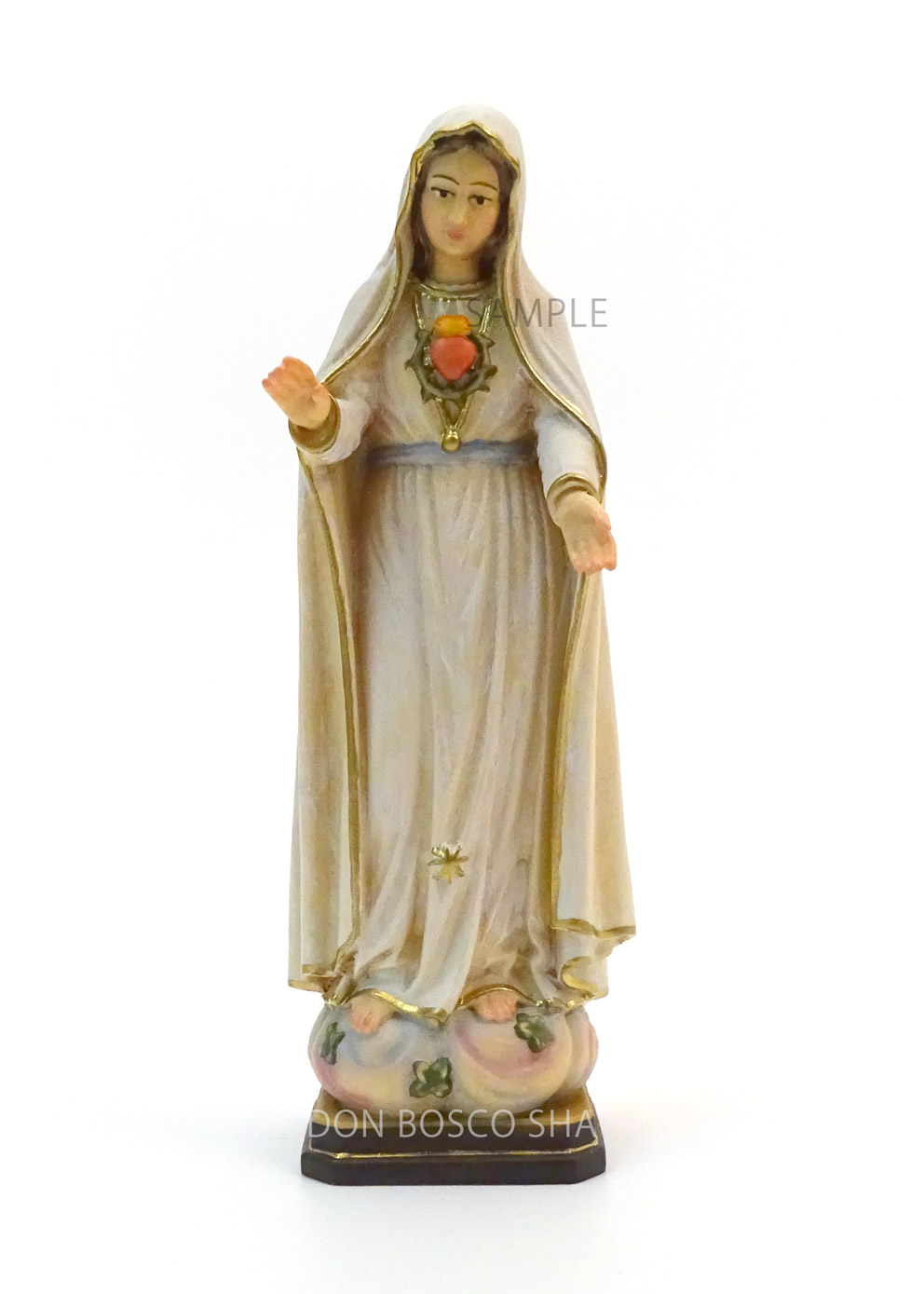 《レーピ》欧州教会使用創業100年 木彫りブランド木彫り　聖母マリア像「 ルルド 」白木仕上げ　高さ 20cm保証書付