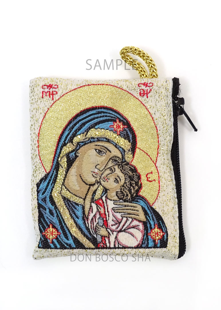 ギリシャ製 ロザリオ入れ イコン 聖母子（大）